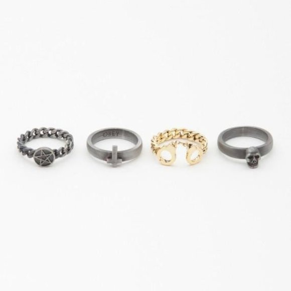 OBEY Sinful Stack Rings Set sz 8 - Picture 2 of 8